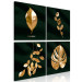 Canvas Floral Elegance (4-piece) - abstract golden floral motif 130330 additionalThumb 2