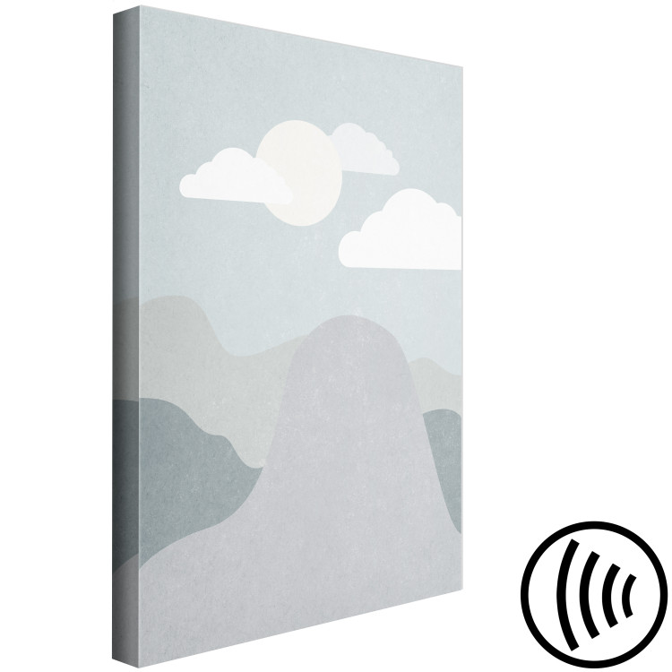 Canvas Print Walk in the mountains - Mountain landscape for children's room with clouds and blue sky in delicate shades of gray, beige and blue 130530 additionalImage 6