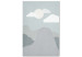 Canvas Print Walk in the mountains - Mountain landscape for children's room with clouds and blue sky in delicate shades of gray, beige and blue 130530