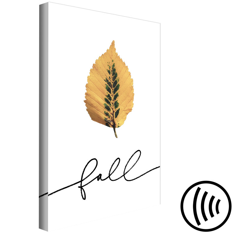 Canvas Art Print Falling leaf - minimalistic, autumn graphic with inscription 131730 additionalImage 6