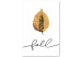 Canvas Art Print Falling leaf - minimalistic, autumn graphic with inscription 131730
