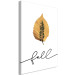 Canvas Art Print Falling leaf - minimalistic, autumn graphic with inscription 131730 additionalThumb 2