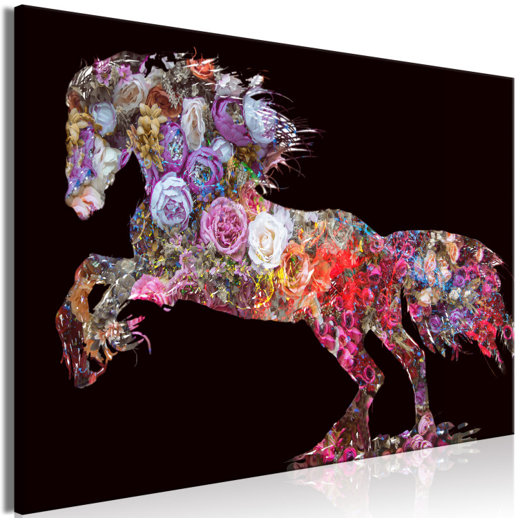 Canvas Print Flower craze - Abstraction with a horse-shaped floral motif 135230 additionalImage 2