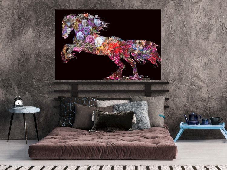 Canvas Print Flower craze - Abstraction with a horse-shaped floral motif 135230 additionalImage 3