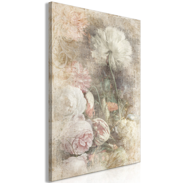 Canvas Art Print Still life vintage - delicate flowers on a gray background 135930 additionalImage 2