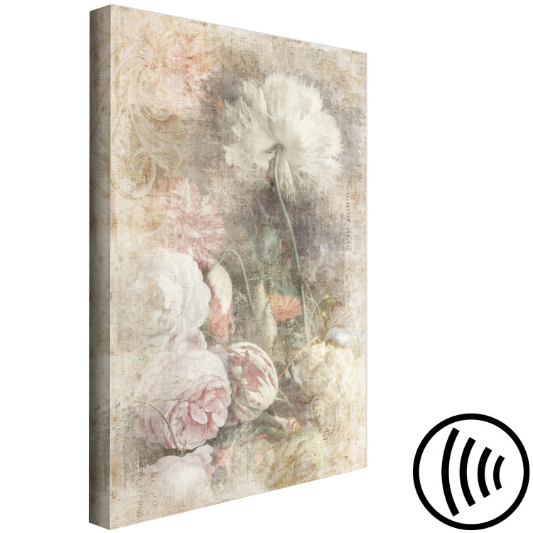 Canvas Art Print Still life vintage - delicate flowers on a gray background 135930 additionalImage 6
