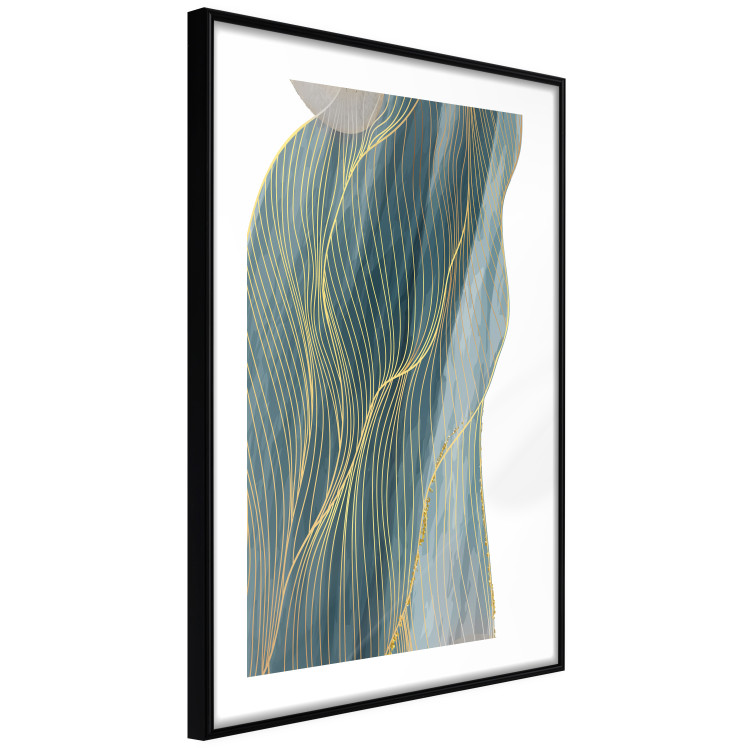 Poster Turquoise Wave - elegant abstraction in bottle green color 137230 additionalImage 14