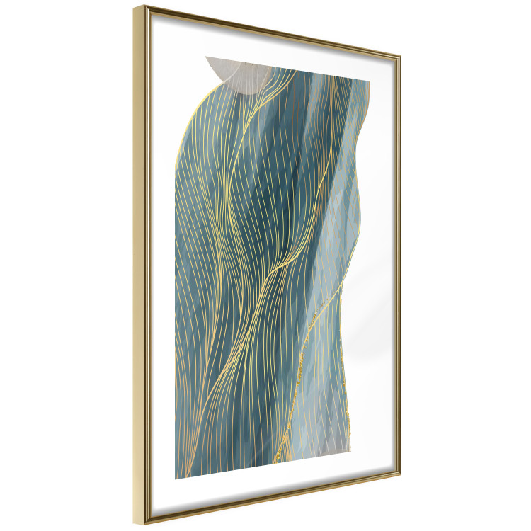 Poster Turquoise Wave - elegant abstraction in bottle green color 137230 additionalImage 13