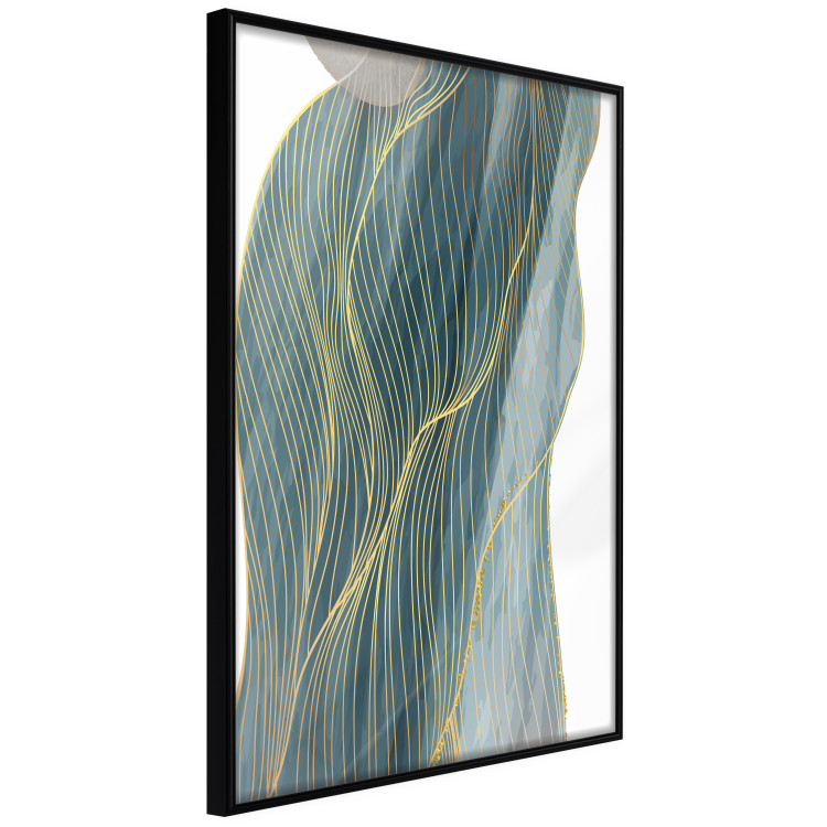 Poster Turquoise Wave - elegant abstraction in bottle green color 137230 additionalImage 16