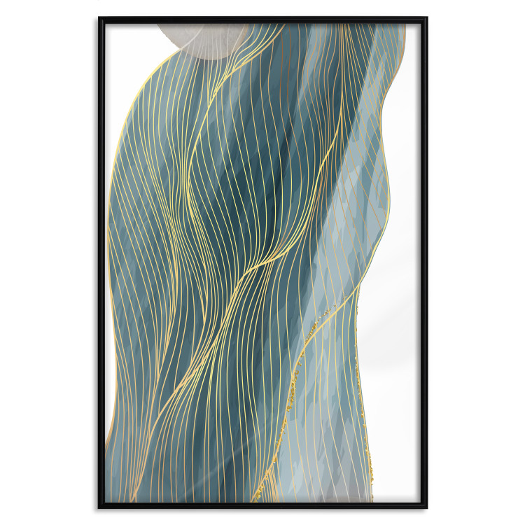 Poster Turquoise Wave - elegant abstraction in bottle green color 137230 additionalImage 4