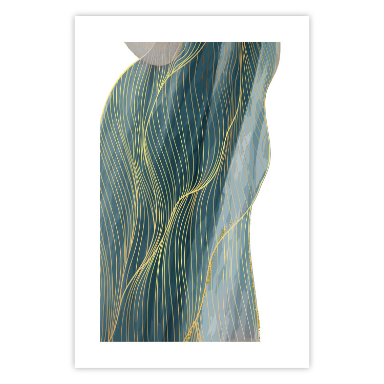 Poster Turquoise Wave - elegant abstraction in bottle green color 137230 additionalImage 6