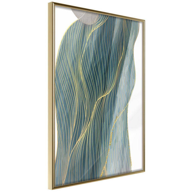 Poster Turquoise Wave - elegant abstraction in bottle green color 137230 additionalImage 15