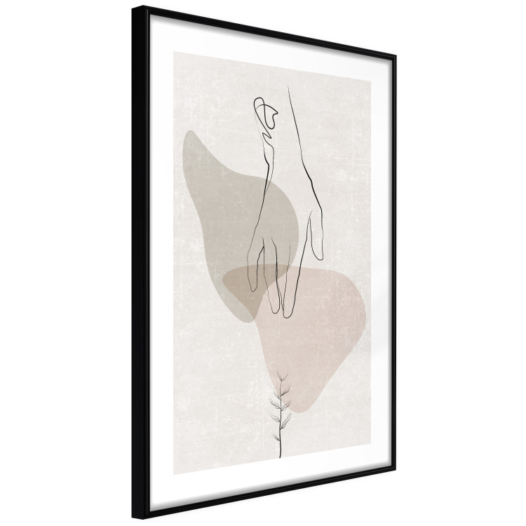 Poster Gentle Touch - minimalist abstraction with a hand against beige background 137530 additionalImage 6