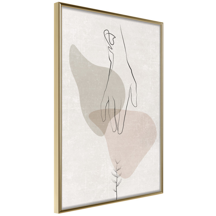 Poster Gentle Touch - minimalist abstraction with a hand against beige background 137530 additionalImage 9