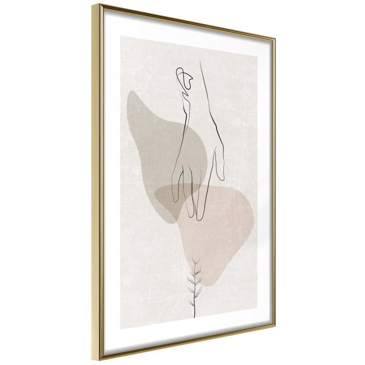 Poster Gentle Touch - minimalist abstraction with a hand against beige background 137530 additionalImage 5
