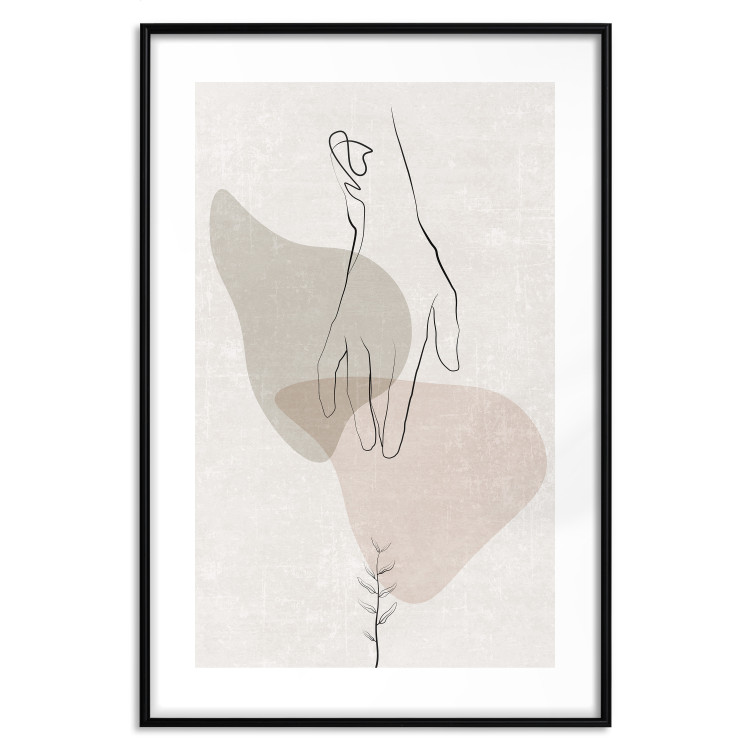 Poster Gentle Touch - minimalist abstraction with a hand against beige background 137530 additionalImage 27
