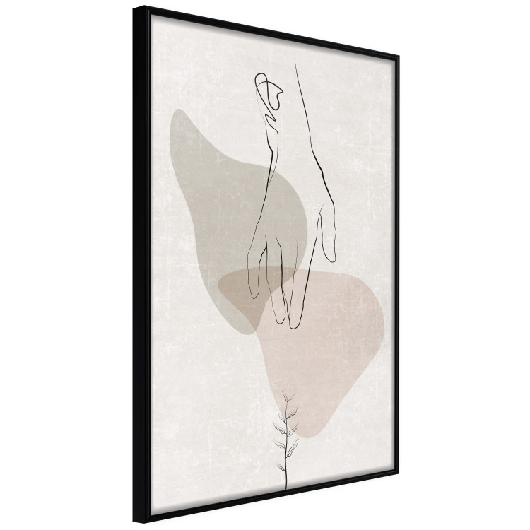 Poster Gentle Touch - minimalist abstraction with a hand against beige background 137530 additionalImage 10