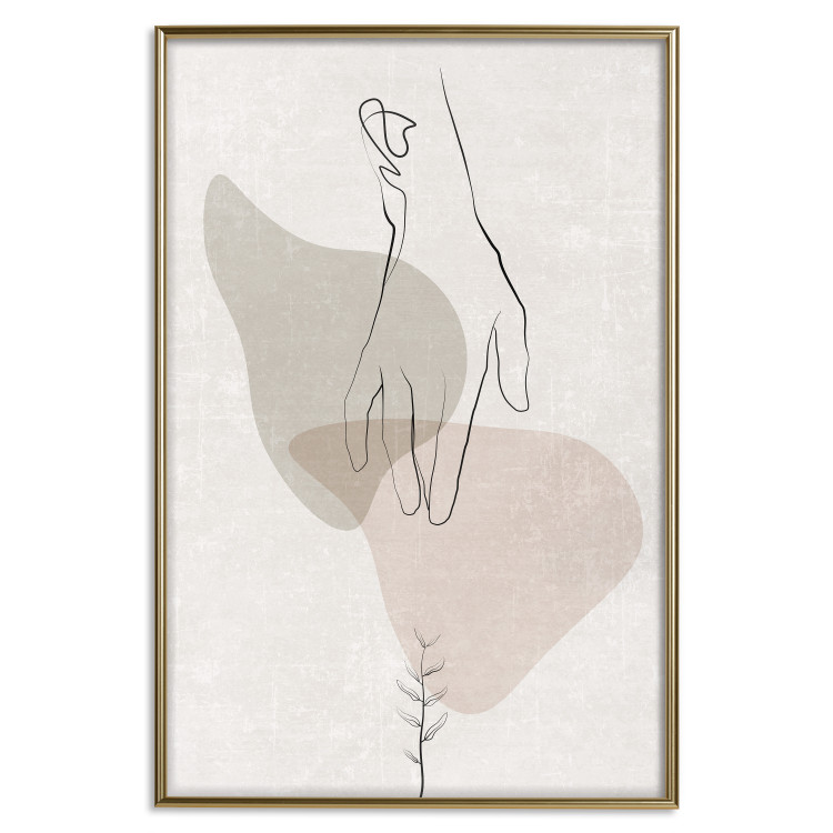 Poster Gentle Touch - minimalist abstraction with a hand against beige background 137530 additionalImage 16