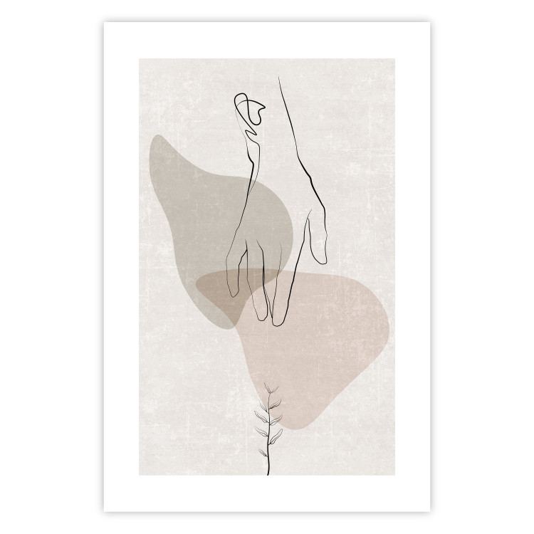 Poster Gentle Touch - minimalist abstraction with a hand against beige background 137530 additionalImage 10