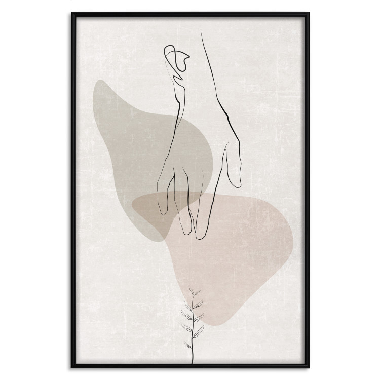 Poster Gentle Touch - minimalist abstraction with a hand against beige background 137530 additionalImage 15