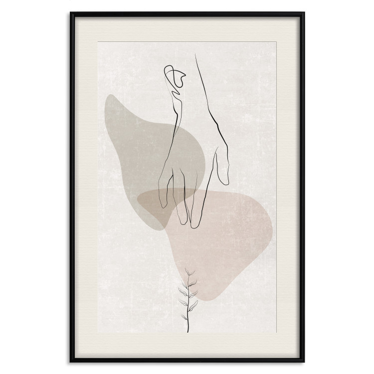 Poster Gentle Touch - minimalist abstraction with a hand against beige background 137530 additionalImage 25