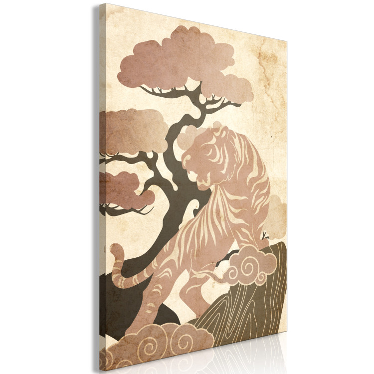Canvas Print Asian King (1-piece) Vertical - wild cat among trees and clouds 142430 additionalImage 2