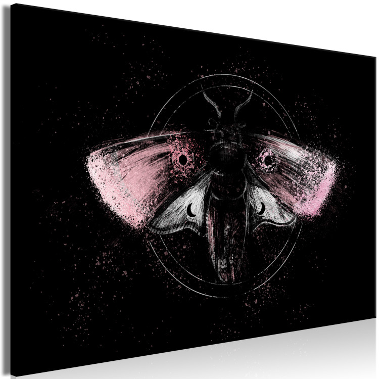 Canvas Print Night Moth (1-piece) Wide - second variant - pink wings 142530 additionalImage 2