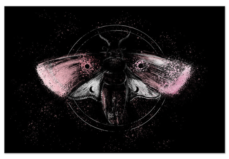 Canvas Print Night Moth (1-piece) Wide - second variant - pink wings 142530