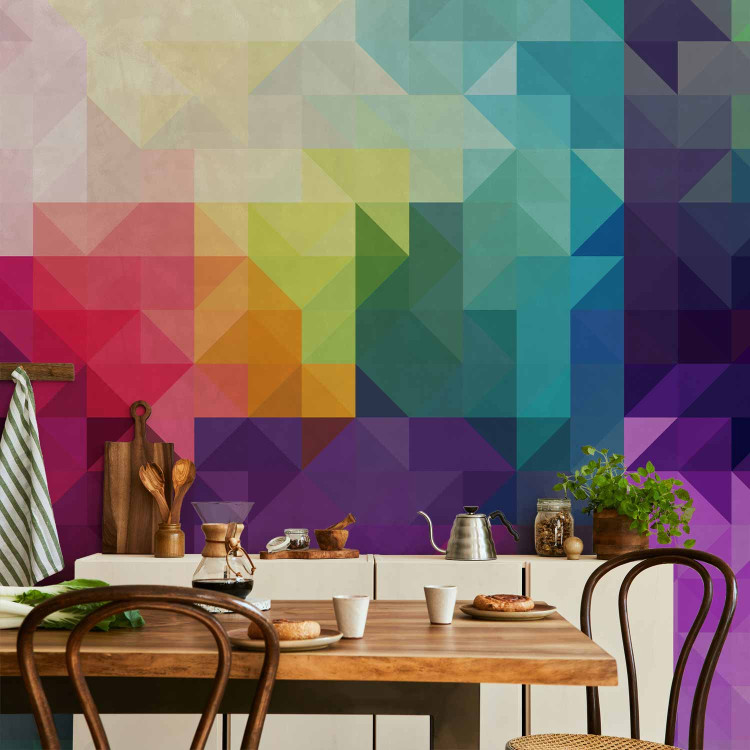 Wall Mural Symmetrical triangles - abstract colourful geometric composition 142630 additionalImage 6