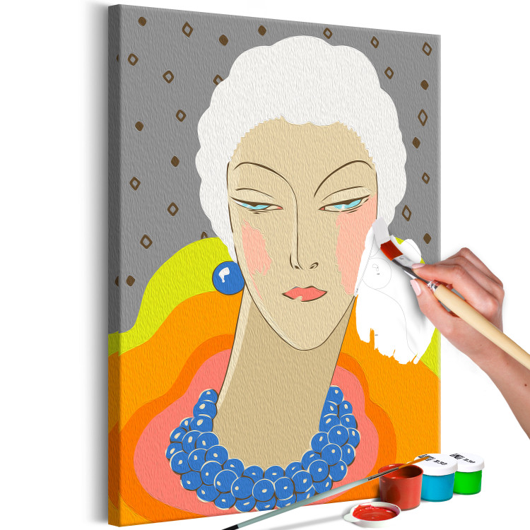 Paint by number Extravagant Woman - Portrait of an Elegant Person, White Hair, Colorful Collar 144130 additionalImage 5