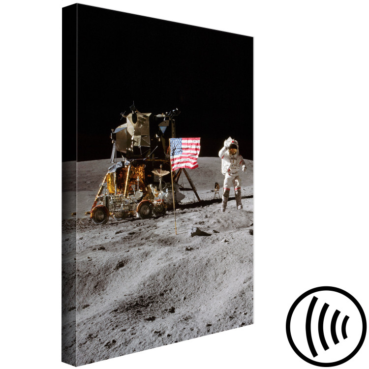 Canvas Moon Landing - Photo of an Astronaut, a Ship and a Flag in Space 146230 additionalImage 6