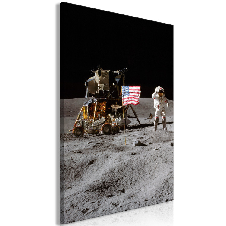 Canvas Moon Landing - Photo of an Astronaut, a Ship and a Flag in Space 146230 additionalImage 2