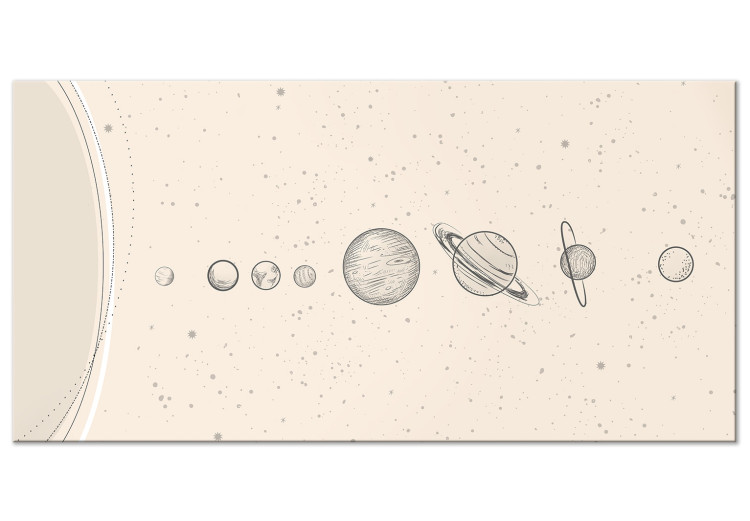 Large canvas print Solar System - Minimalistic Planets in Lineart Style 146330
