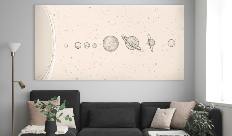 Large canvas print Solar System - Minimalistic Planets in Lineart Style 146330 additionalImage 6