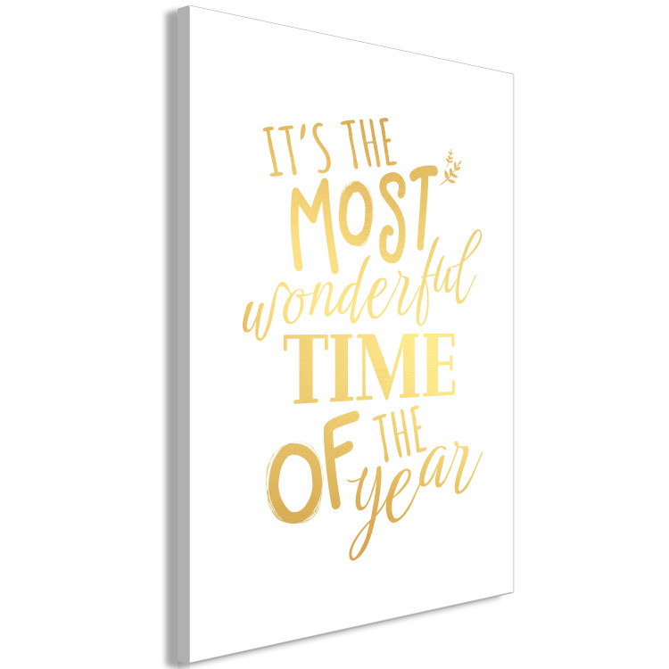 Canvas The Most Beautiful Time - Decorative Inscription, Golden Holiday Text 148030 additionalImage 2