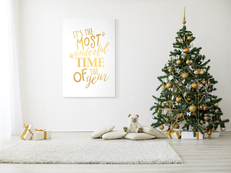 Canvas The Most Beautiful Time - Decorative Inscription, Golden Holiday Text 148030 additionalImage 3