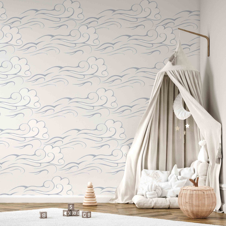 Wall Mural Delicate Sky - Puffy Clouds in Gray and White on a Light Background 149230 additionalImage 6