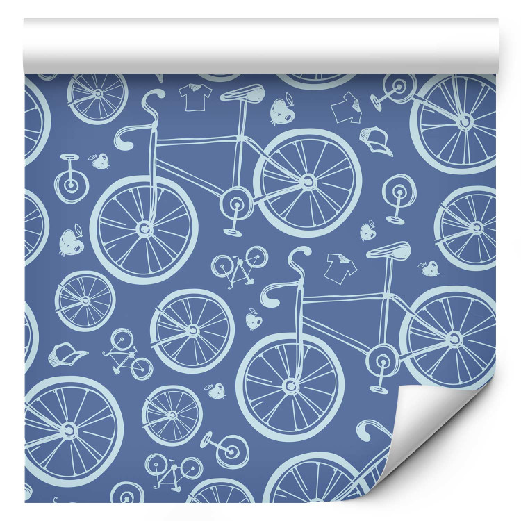 Modern Wallpaper Biker Pattern - Bicycles, Caps, T-Shirts and Apples 149930 additionalImage 1