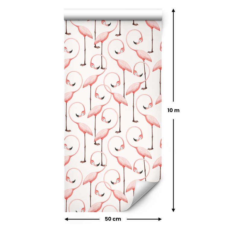 Modern Wallpaper Pink Pattern - Rows of Pink Flamingos With Eyes Closed 150030 additionalImage 2