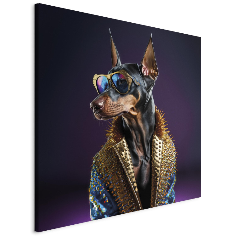Canvas AI Doberman Dog - Animal Fantasy Portrait With Stylish Glasses - Square 150130 additionalImage 2