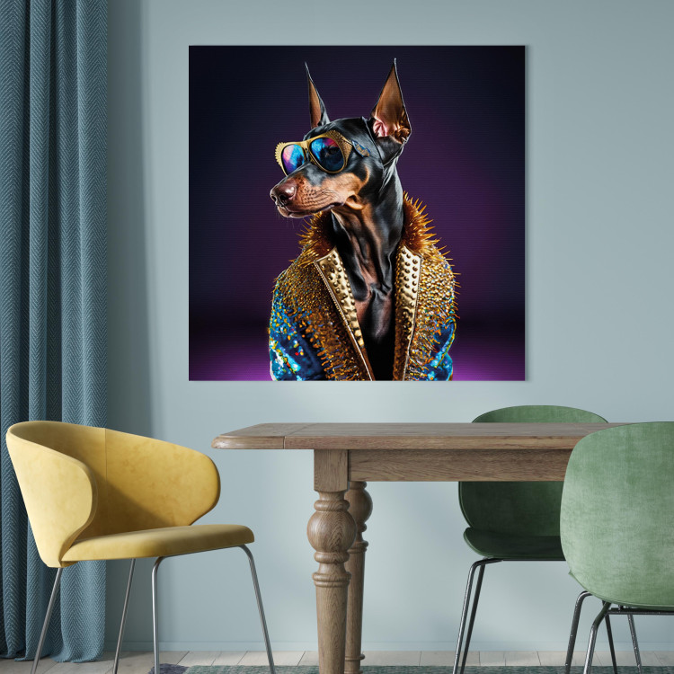 Canvas AI Doberman Dog - Animal Fantasy Portrait With Stylish Glasses - Square 150130 additionalImage 3