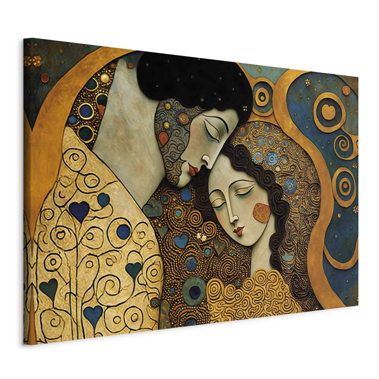 Canvas Print A Hugging Couple - A Mosaic Portrait Inspired by the Style of Gustav Klimt 151030 additionalImage 2