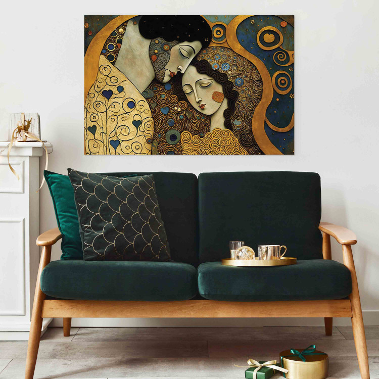 Canvas Print A Hugging Couple - A Mosaic Portrait Inspired by the Style of Gustav Klimt 151030 additionalImage 11