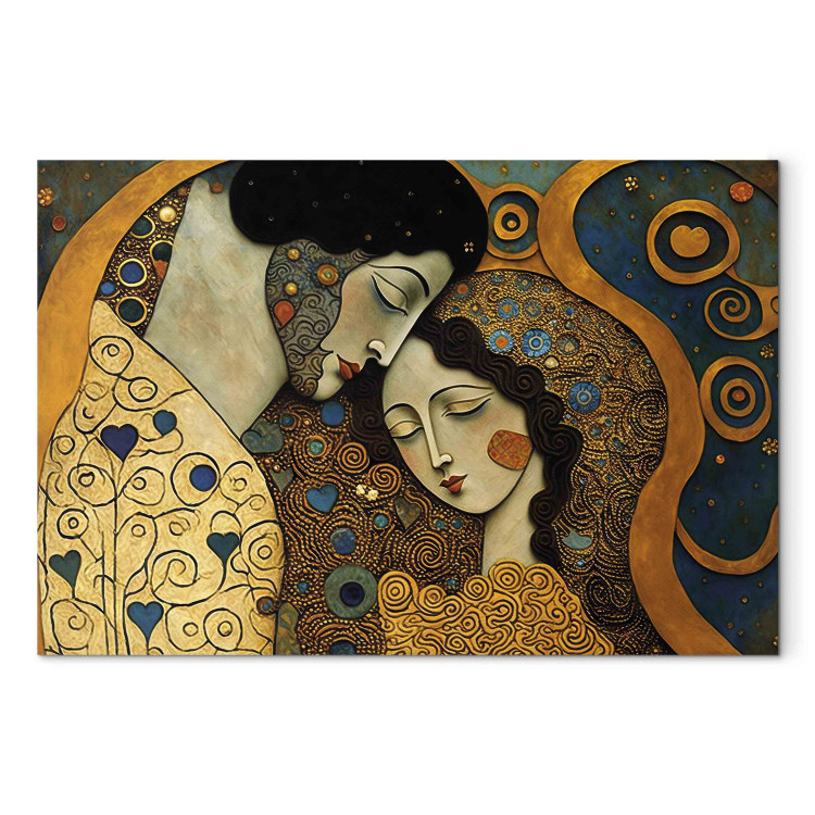 Canvas Print A Hugging Couple - A Mosaic Portrait Inspired by the Style of Gustav Klimt 151030 additionalImage 7
