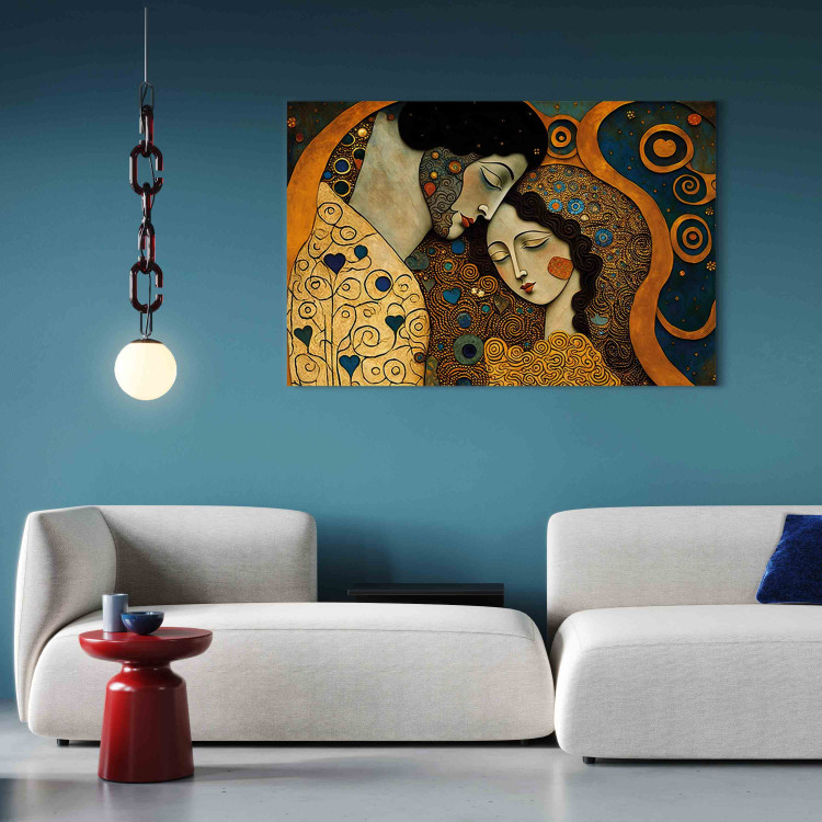 Canvas Print A Hugging Couple - A Mosaic Portrait Inspired by the Style of Gustav Klimt 151030 additionalImage 3