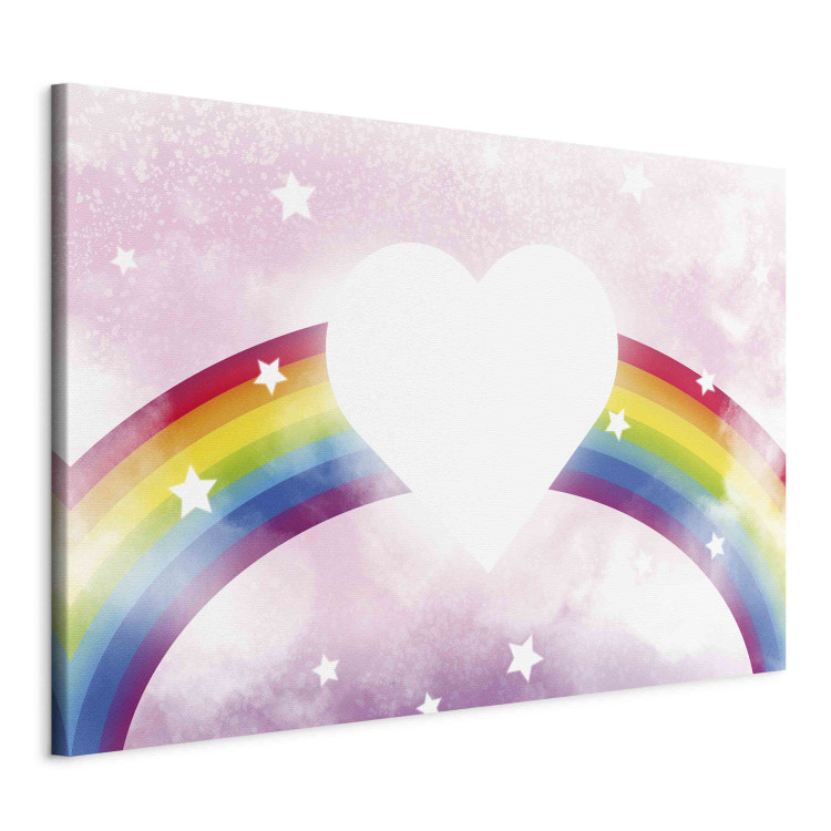 Canvas Print Shining Heart - Pink Composition for Girls on a Rainbow Background 151230 additionalImage 2