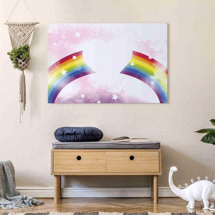 Canvas Print Shining Heart - Pink Composition for Girls on a Rainbow Background 151230 additionalImage 9