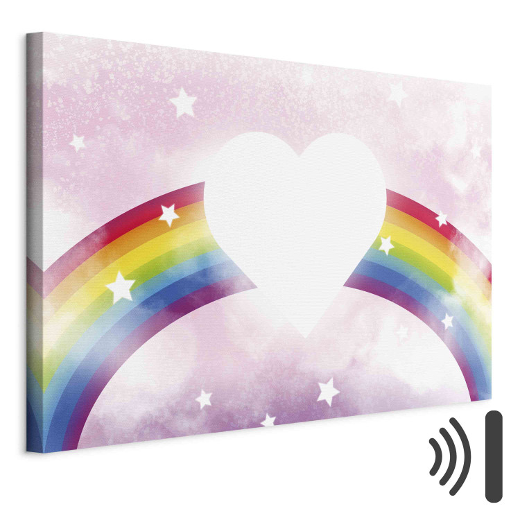 Canvas Print Shining Heart - Pink Composition for Girls on a Rainbow Background 151230 additionalImage 8
