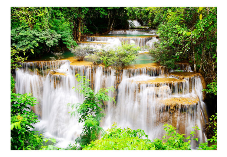 Photo Wallpaper Beauty of Nature - Landscape of Waterfalls on a River amidst Forest Trees 60030 additionalImage 1