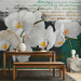 Photo Wallpaper Orchid - Poet's Inspiration is a White Floral Motif with Inscriptions in the Background 60630 additionalThumb 6